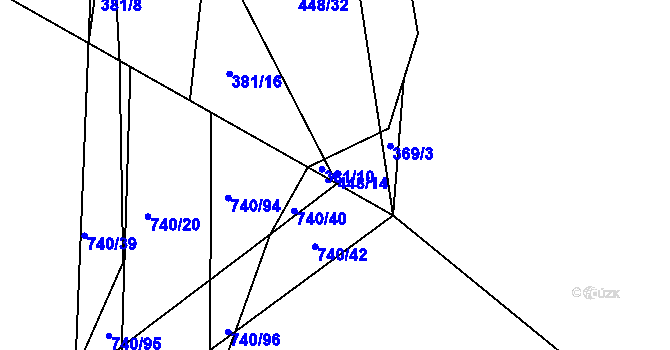 Parcela st. 448/14 v KÚ Počaply nad Loučnou, Katastrální mapa