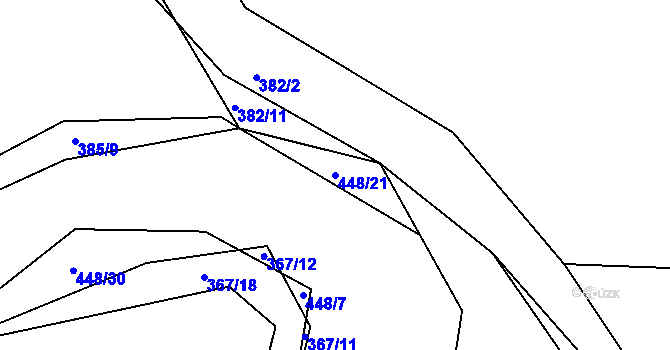 Parcela st. 448/21 v KÚ Počaply nad Loučnou, Katastrální mapa