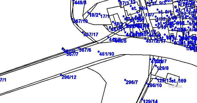 Parcela st. 451/10 v KÚ Počaply nad Loučnou, Katastrální mapa