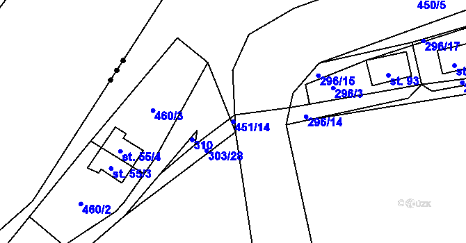 Parcela st. 451/14 v KÚ Počaply nad Loučnou, Katastrální mapa