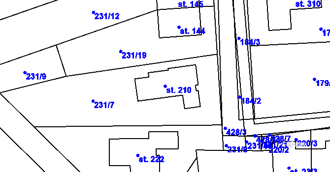 Parcela st. 210 v KÚ Počaply nad Loučnou, Katastrální mapa