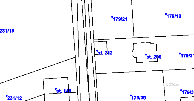 Parcela st. 212 v KÚ Počaply nad Loučnou, Katastrální mapa