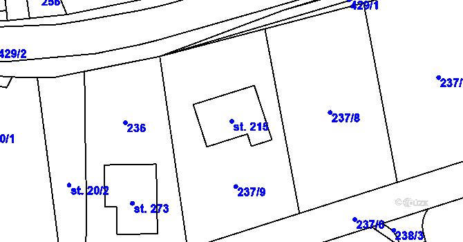 Parcela st. 215 v KÚ Počaply nad Loučnou, Katastrální mapa