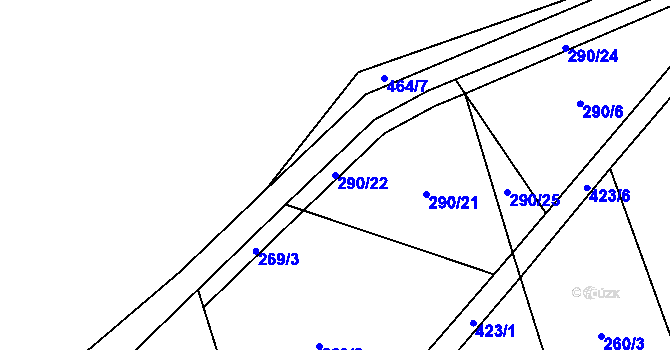 Parcela st. 290/22 v KÚ Počaply nad Loučnou, Katastrální mapa