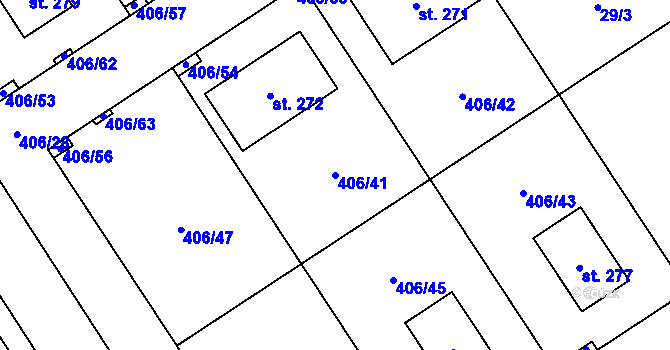 Parcela st. 406/41 v KÚ Počaply nad Loučnou, Katastrální mapa