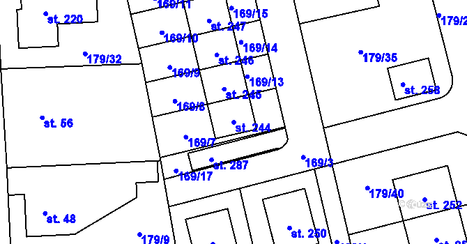 Parcela st. 244 v KÚ Počaply nad Loučnou, Katastrální mapa