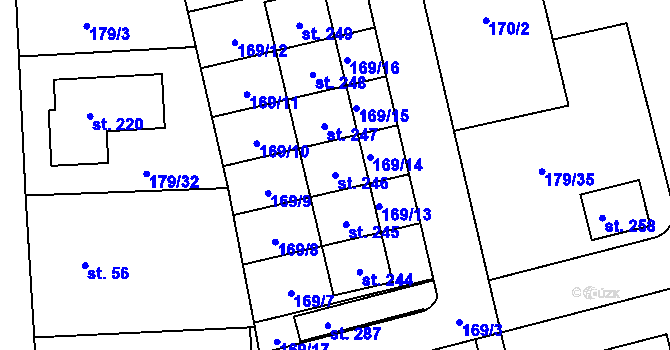Parcela st. 246 v KÚ Počaply nad Loučnou, Katastrální mapa