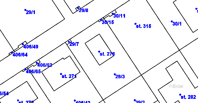 Parcela st. 278 v KÚ Počaply nad Loučnou, Katastrální mapa