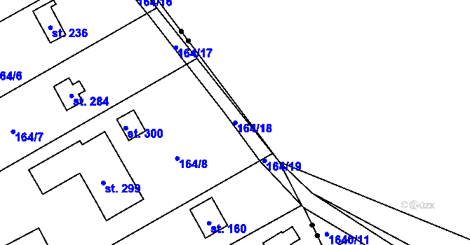 Parcela st. 164/18 v KÚ Počaply nad Loučnou, Katastrální mapa