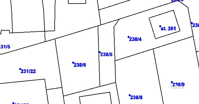 Parcela st. 238/5 v KÚ Počaply nad Loučnou, Katastrální mapa