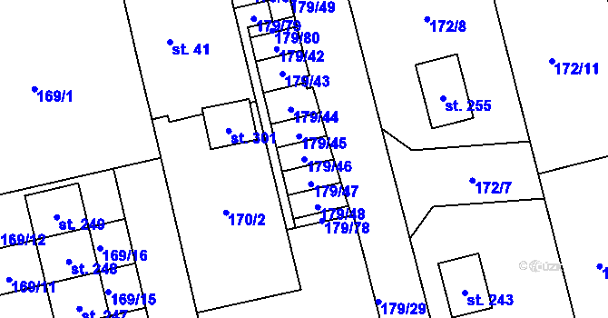 Parcela st. 179/46 v KÚ Počaply nad Loučnou, Katastrální mapa