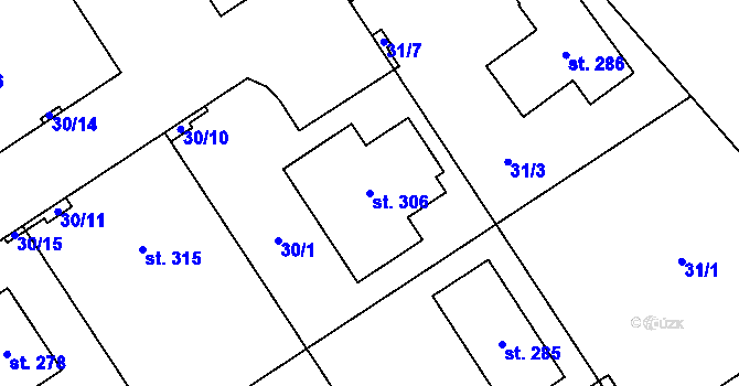 Parcela st. 306 v KÚ Počaply nad Loučnou, Katastrální mapa