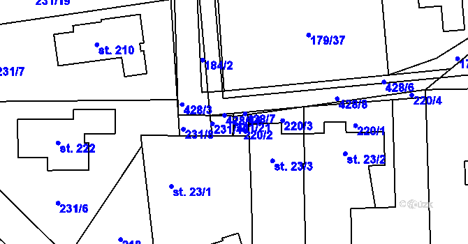 Parcela st. 231/21 v KÚ Počaply nad Loučnou, Katastrální mapa