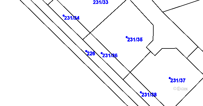 Parcela st. 231/36 v KÚ Počaply nad Loučnou, Katastrální mapa