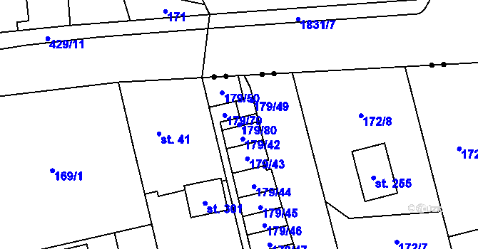 Parcela st. 179/80 v KÚ Počaply nad Loučnou, Katastrální mapa