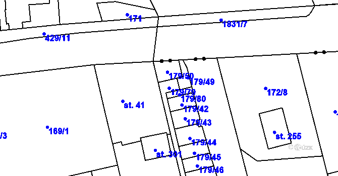 Parcela st. 179/79 v KÚ Počaply nad Loučnou, Katastrální mapa