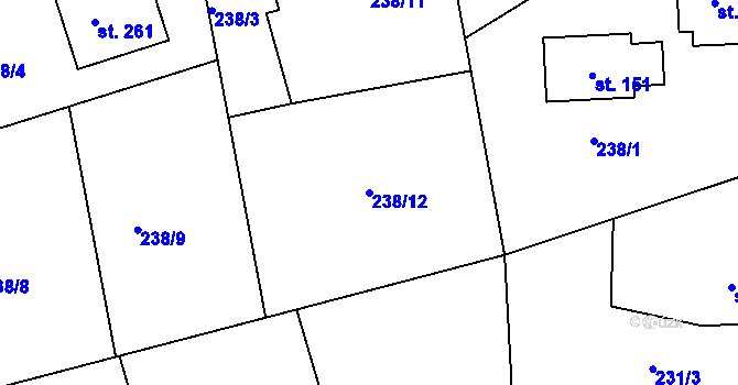 Parcela st. 238/12 v KÚ Počaply nad Loučnou, Katastrální mapa
