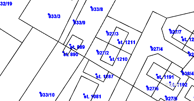 Parcela st. 927/2 v KÚ Sezemice nad Loučnou, Katastrální mapa