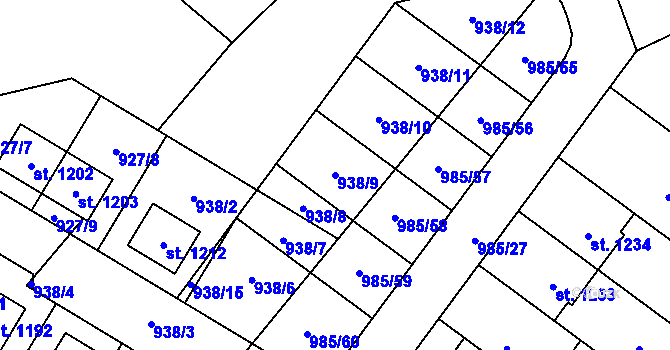 Parcela st. 938/9 v KÚ Sezemice nad Loučnou, Katastrální mapa