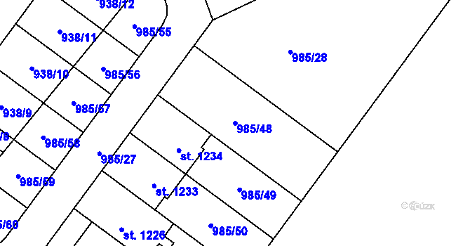 Parcela st. 985/48 v KÚ Sezemice nad Loučnou, Katastrální mapa