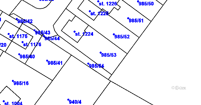 Parcela st. 985/53 v KÚ Sezemice nad Loučnou, Katastrální mapa