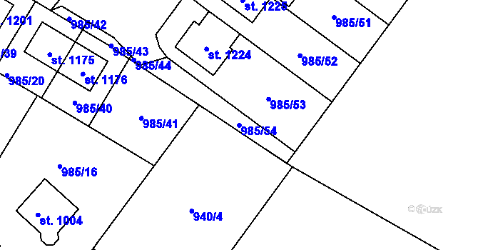 Parcela st. 985/54 v KÚ Sezemice nad Loučnou, Katastrální mapa