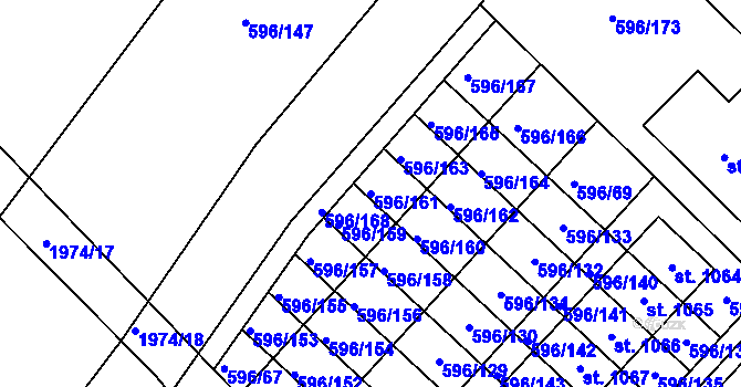 Parcela st. 596/161 v KÚ Sezemice nad Loučnou, Katastrální mapa