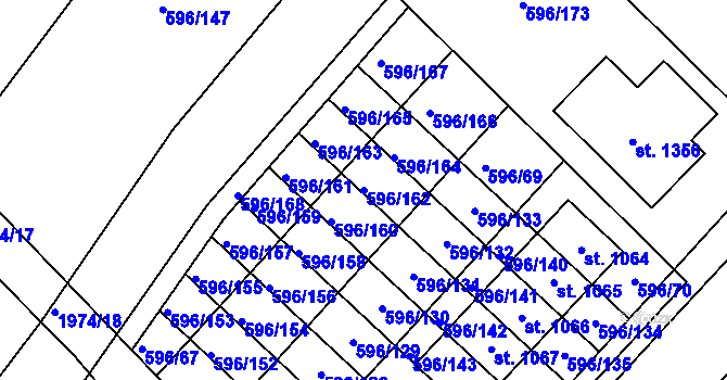 Parcela st. 596/162 v KÚ Sezemice nad Loučnou, Katastrální mapa