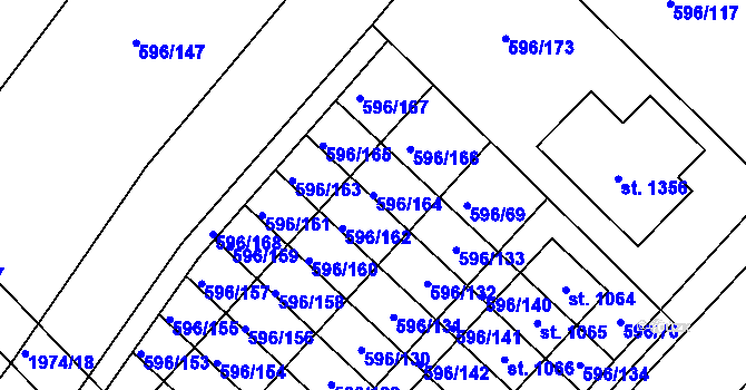 Parcela st. 596/164 v KÚ Sezemice nad Loučnou, Katastrální mapa
