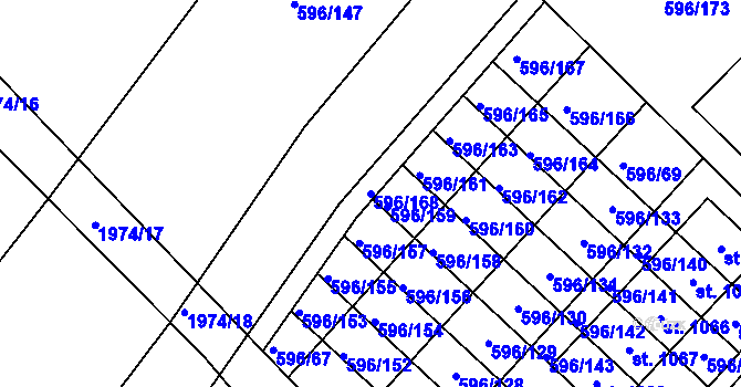 Parcela st. 596/168 v KÚ Sezemice nad Loučnou, Katastrální mapa