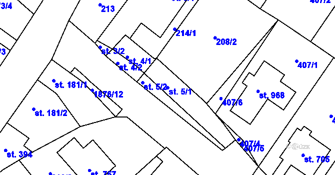 Parcela st. 5/1 v KÚ Sezemice nad Loučnou, Katastrální mapa