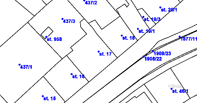 Parcela st. 17 v KÚ Sezemice nad Loučnou, Katastrální mapa