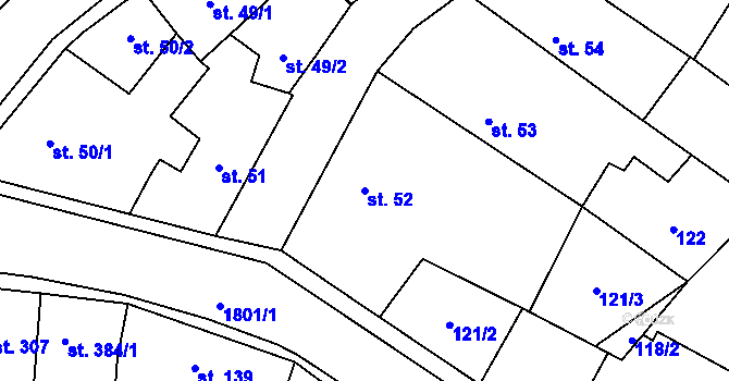 Parcela st. 52 v KÚ Sezemice nad Loučnou, Katastrální mapa