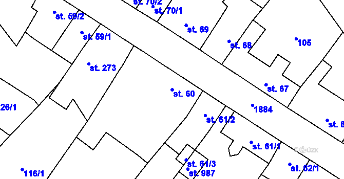 Parcela st. 60 v KÚ Sezemice nad Loučnou, Katastrální mapa