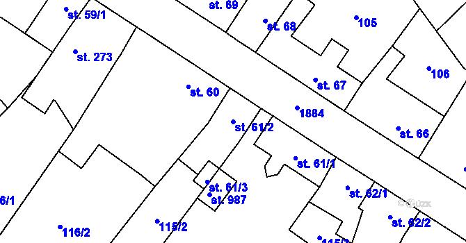Parcela st. 61/2 v KÚ Sezemice nad Loučnou, Katastrální mapa