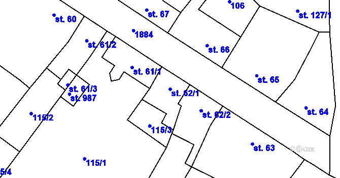 Parcela st. 62/1 v KÚ Sezemice nad Loučnou, Katastrální mapa