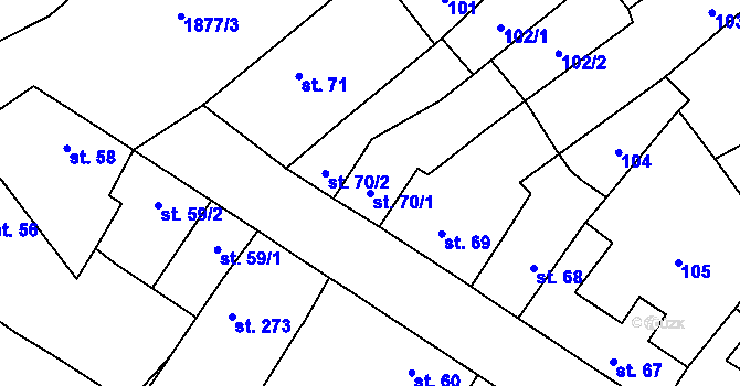 Parcela st. 70/1 v KÚ Sezemice nad Loučnou, Katastrální mapa