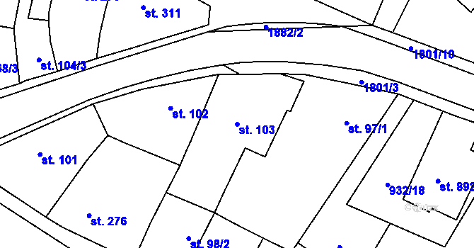 Parcela st. 103 v KÚ Sezemice nad Loučnou, Katastrální mapa