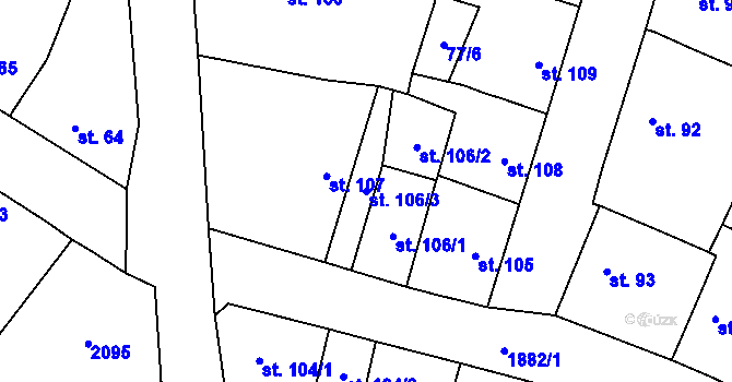 Parcela st. 106/3 v KÚ Sezemice nad Loučnou, Katastrální mapa
