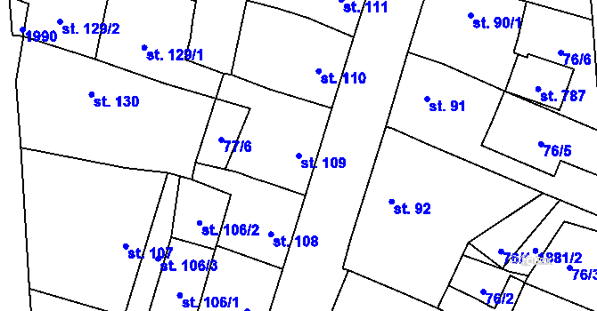 Parcela st. 109 v KÚ Sezemice nad Loučnou, Katastrální mapa