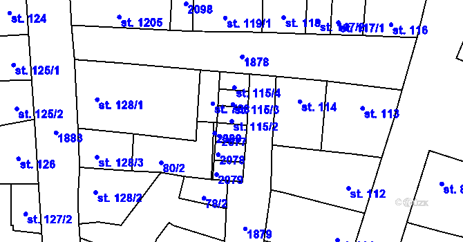 Parcela st. 115/2 v KÚ Sezemice nad Loučnou, Katastrální mapa