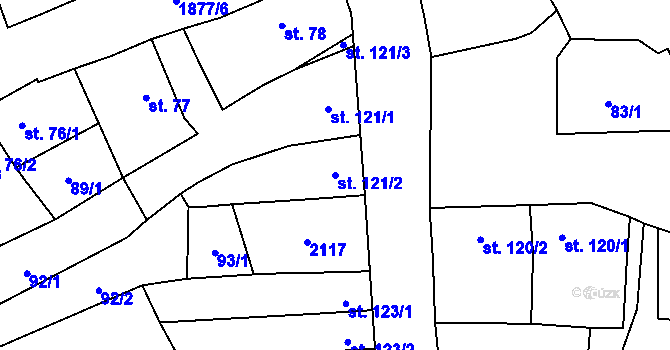 Parcela st. 121/2 v KÚ Sezemice nad Loučnou, Katastrální mapa