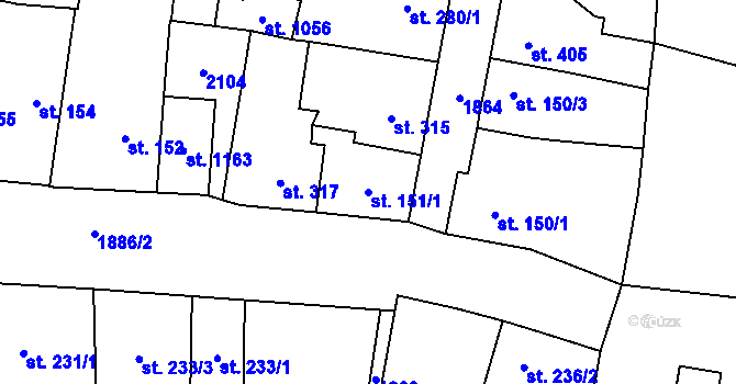 Parcela st. 151/1 v KÚ Sezemice nad Loučnou, Katastrální mapa