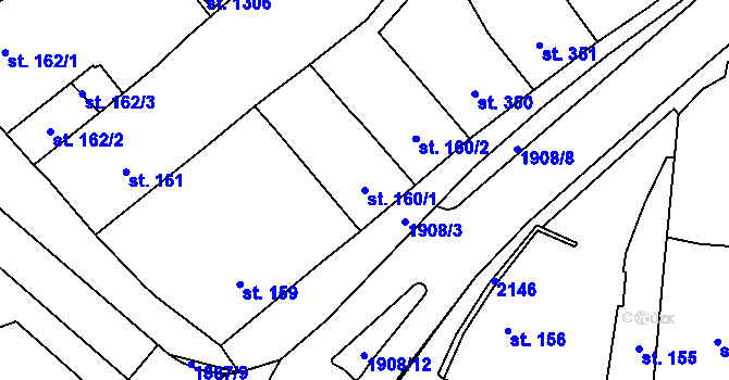 Parcela st. 160/1 v KÚ Sezemice nad Loučnou, Katastrální mapa