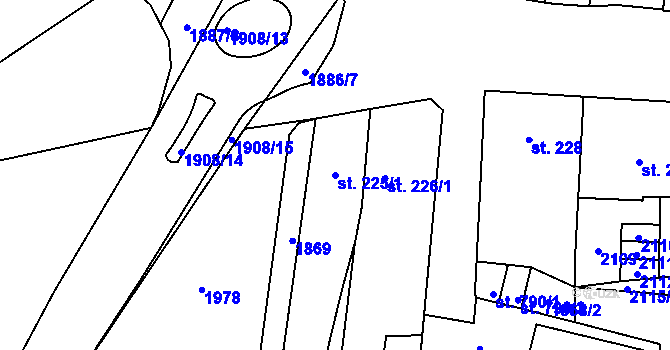 Parcela st. 225/1 v KÚ Sezemice nad Loučnou, Katastrální mapa