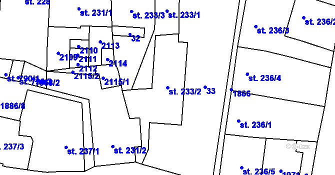 Parcela st. 233/2 v KÚ Sezemice nad Loučnou, Katastrální mapa