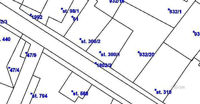 Parcela st. 300/1 v KÚ Sezemice nad Loučnou, Katastrální mapa