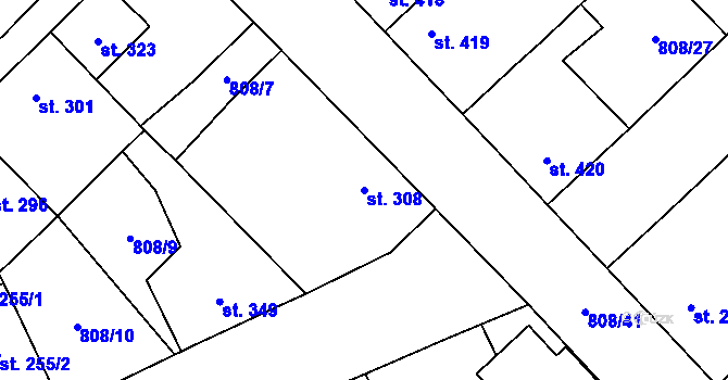 Parcela st. 308 v KÚ Sezemice nad Loučnou, Katastrální mapa