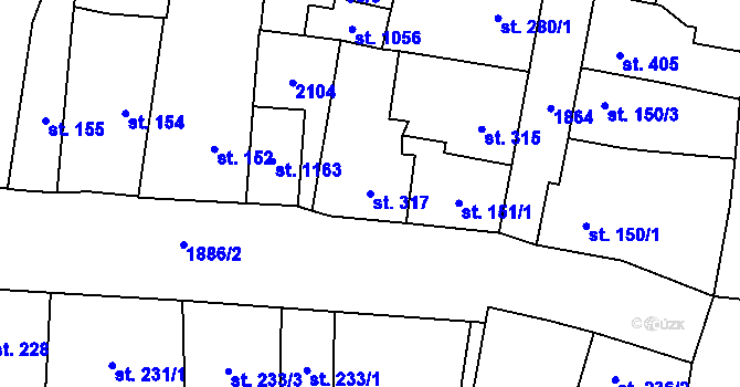 Parcela st. 317 v KÚ Sezemice nad Loučnou, Katastrální mapa