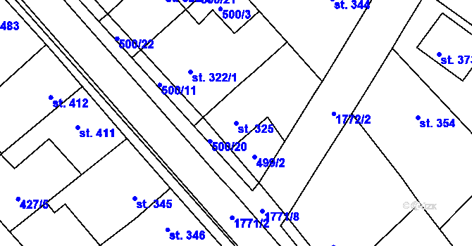 Parcela st. 325 v KÚ Sezemice nad Loučnou, Katastrální mapa